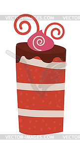 Chocolate cream birthday cake topped pie with - vector clipart