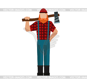 Lumberjack, woodman, woodcutter an ax carpenter - vector clip art