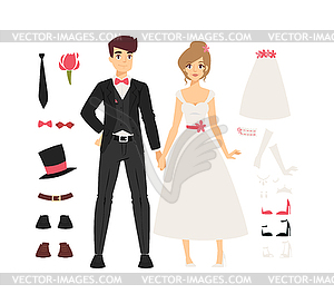 Wedding couple people - stock vector clipart
