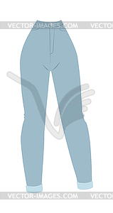 Blue denim women`s jeans glamour clothing style - vector image