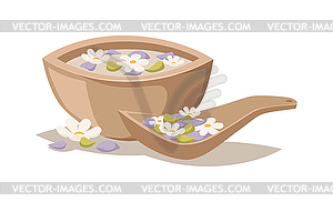 Lavender salt in bowl bath beauty treatment spa - vector image