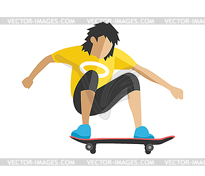 Skateboarder jump doing trick in skate park - vector image