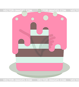 Chocolate cream birthday cake topped pie with - vector image