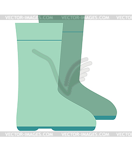 Green rubber rain boots green color  - vector image