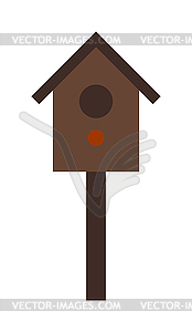 Wooden birdhouse hanging on tree nesting box flat  - vector clip art