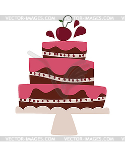 Chocolate cream birthday cake topped pie with - vector clip art