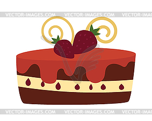 Chocolate cream birthday cake topped pie with - vector image