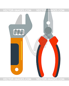 Decorating home renovation tools pliers and wrench - royalty-free vector image