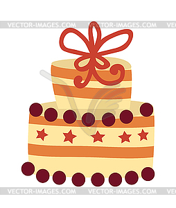 Chocolate cream birthday cake topped pie with - vector clipart
