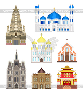 Set cities in middle famous buildings travel - vector EPS clipart