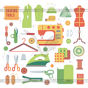 Set of accessories for sewing machines and - vector clip art