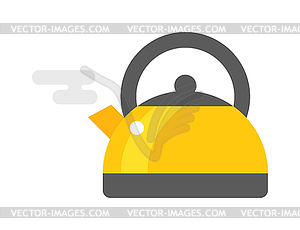 Stovetop whistling kettle kitchen teapot flat  - vector clip art