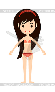 Little girl wearing swimsuit swimming kid happy - color vector clipart