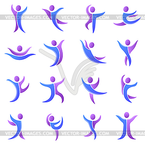 Silhouette different abstract people and twins icons - vector image