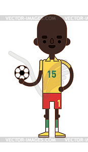 Little kid soccer boy playing with football sport - vector clipart