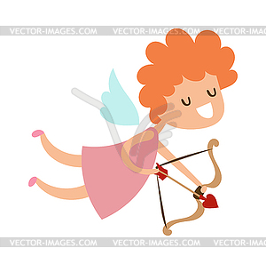 Silhouette of cartoon cupid angel flying valentine - vector clipart