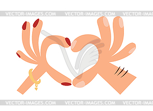Woman hands making heart shape sign cartoon flat - vector clip art