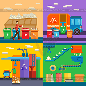 Waste sorting garbage recycling environment flat - vector clipart / vector image