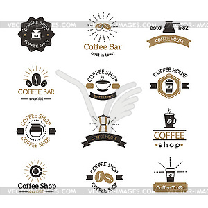 Set of coffee shop sign cafe symbol espresso - vector clipart