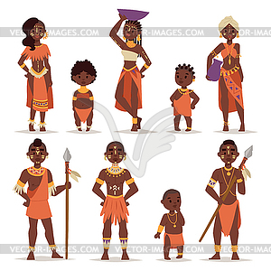 Maasai couple african people in traditional clothin - vector image