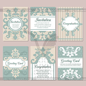 Set of wedding invitation card design flyer pages - vector image