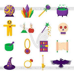 Theater magic icon set trick star surprise - vector image