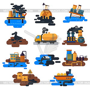 Ecological problems: environmental pollution of - vector clipart