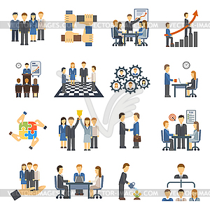 Teamwork icons set group symbol communication socia - vector clip art
