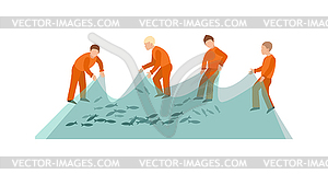 Fishing net fish sea catch instrument and - vector clipart