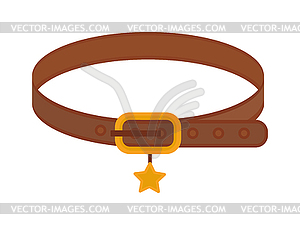 Brown leather animal dog collar with golden star - vector EPS clipart