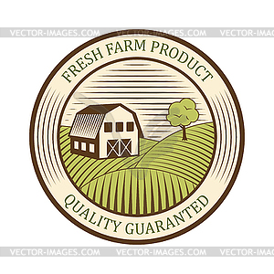 Flat farm logo label and design badge natural - vector image