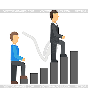 Startup business team working concept men go up - royalty-free vector image