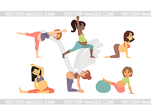 Pregnant woman character sport - vector clip art