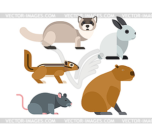 Cartoon rodents animals set - vector clipart