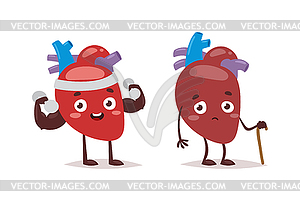 Strong and ill hearts  - vector clipart
