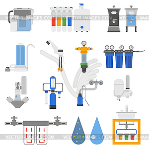 Water filters set - vector clipart / vector image