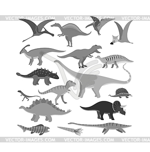Cartoon dinosaur  - white & black vector clipart