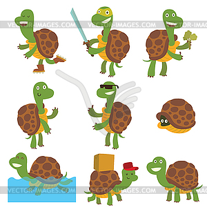 Cartoon turtles set - royalty-free vector image