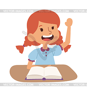 School girl learning - vector image