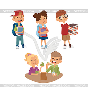 School kids education characters - color vector clipart