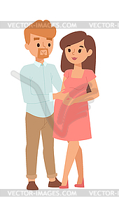 Young pregnant woman family - vector clipart