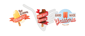 Icecream badge food logo  - vector image