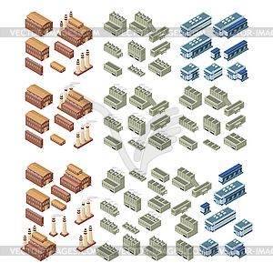 3d buildings set - vector image