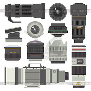 Photo optic lenses set - vector clipart