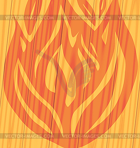 Fire on wooden background - vector image