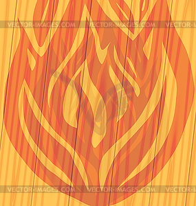 Silhouette of fire on wooden background - vector clip art