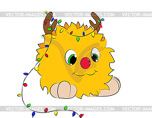 Christmas cartoon character horns garland monster - vector clipart