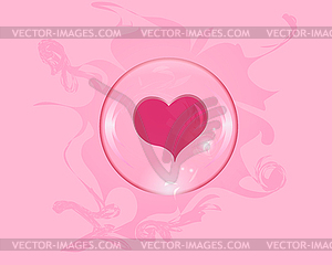 Heart soap bubble with reflections colored - vector clipart