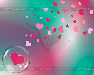 Hearts and bubble with reflections colored - vector clip art