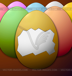 Colorful Easter eggs without shell in center brown - vector image